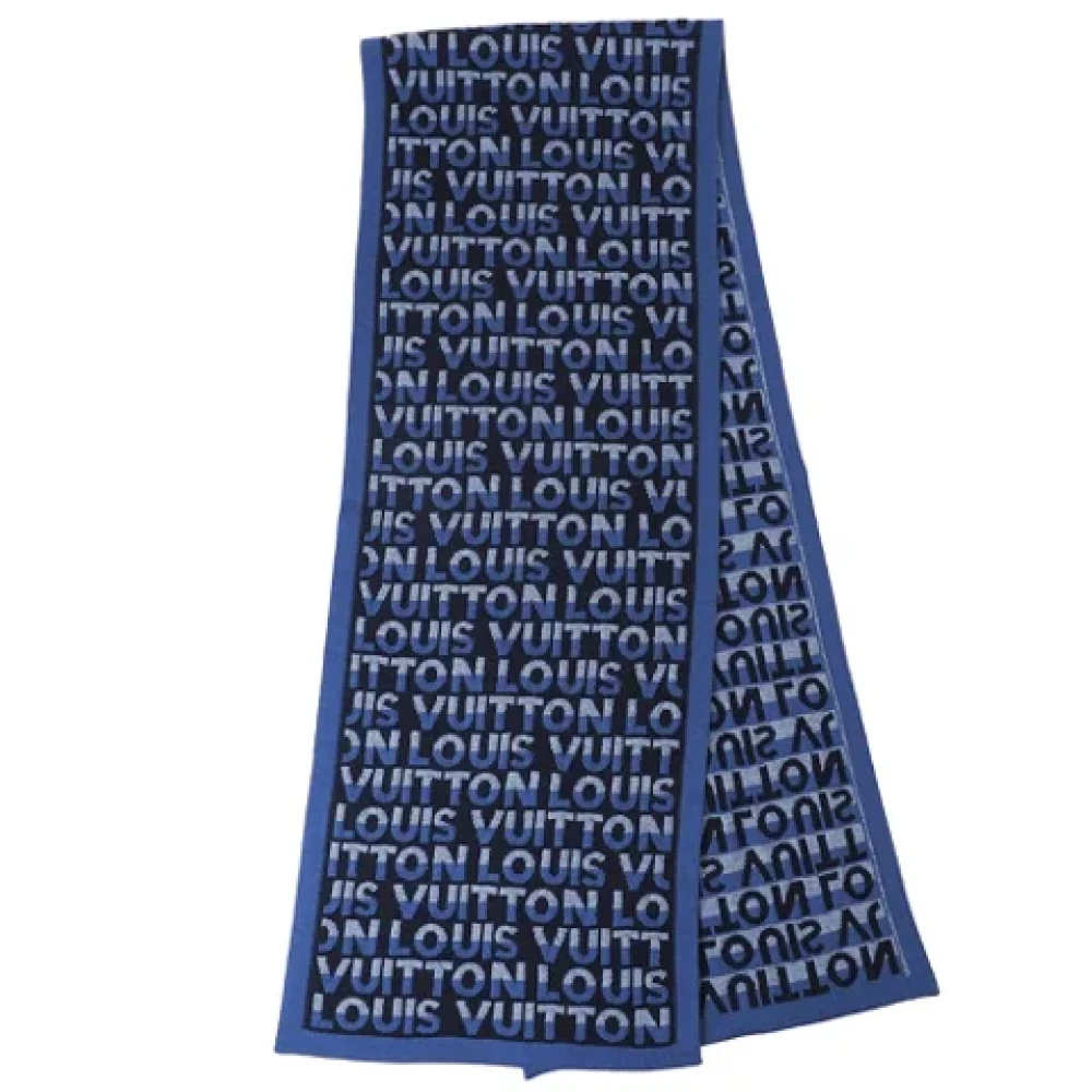 Louis Vuitton Vintage Pre-owned Wool scarves Blue Heren