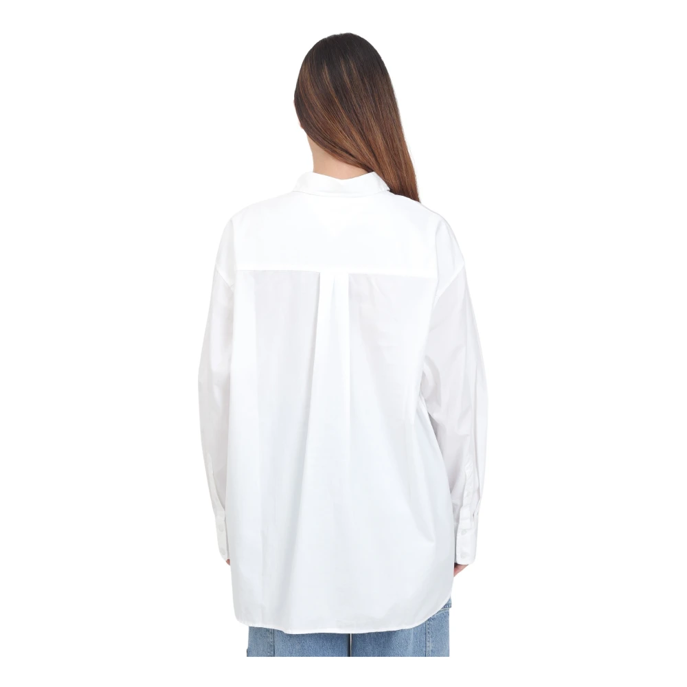 Tommy Jeans Witte Casual Shirt met Vlag Borduurwerk White Dames