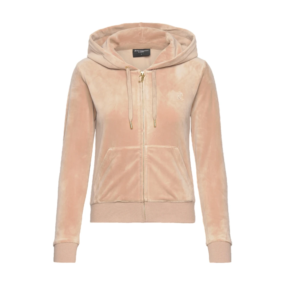 Juicy Couture Brun Velour Hoodie med Gotisk Detalj Brown, Dam