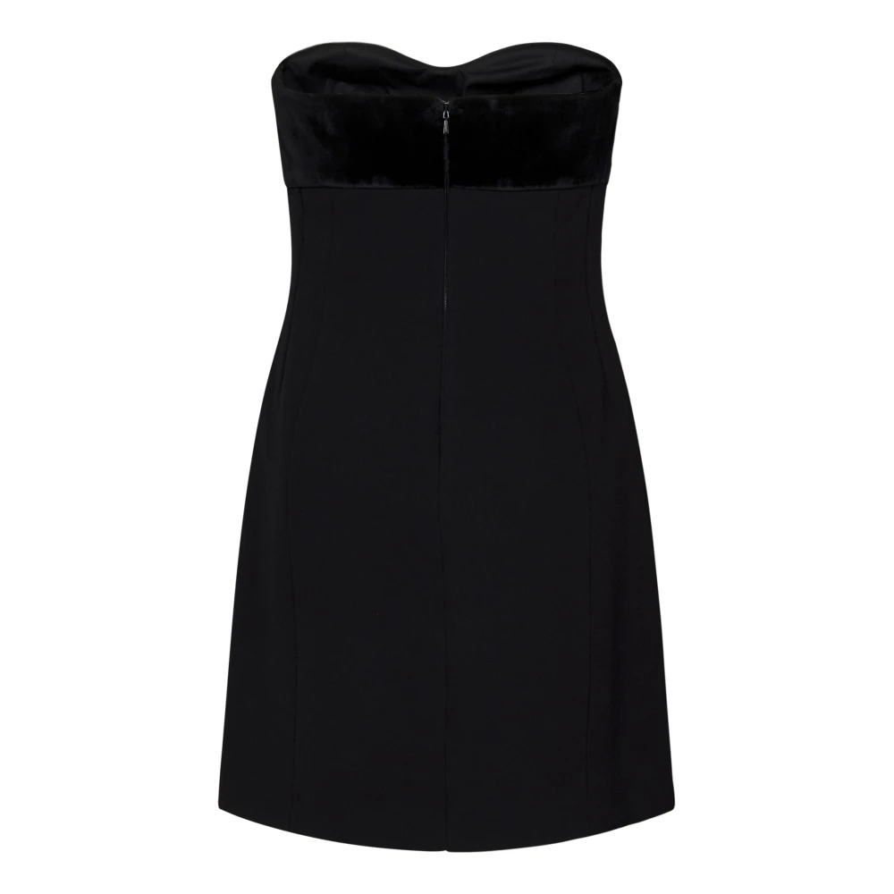 Max Mara Zwart Fluweel Bustier Minijurk Aw24 Black Dames