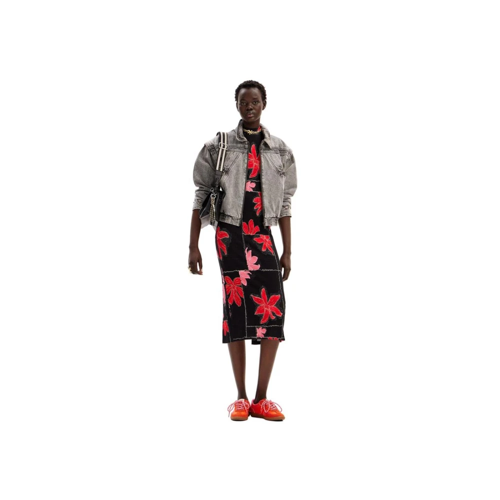 Desigual Rode Viscose Blend Maxi Jurk Red Dames