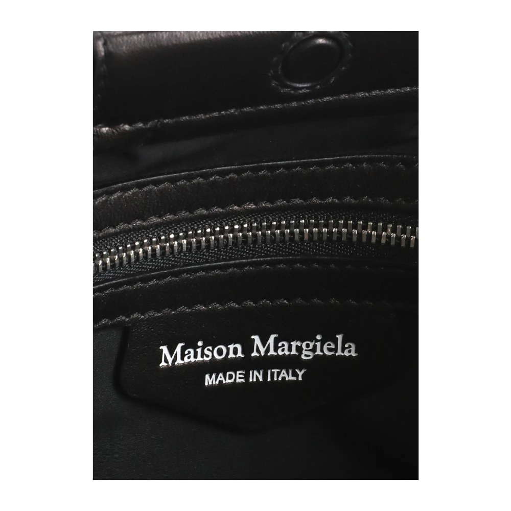 Maison Margiela Zwarte Leren Handtas Matelassè Effect Black Dames