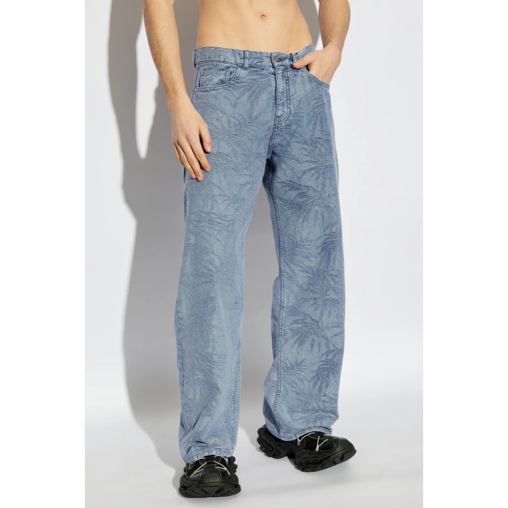 Palm Angels Jeans met bloemenmotief Blue Heren