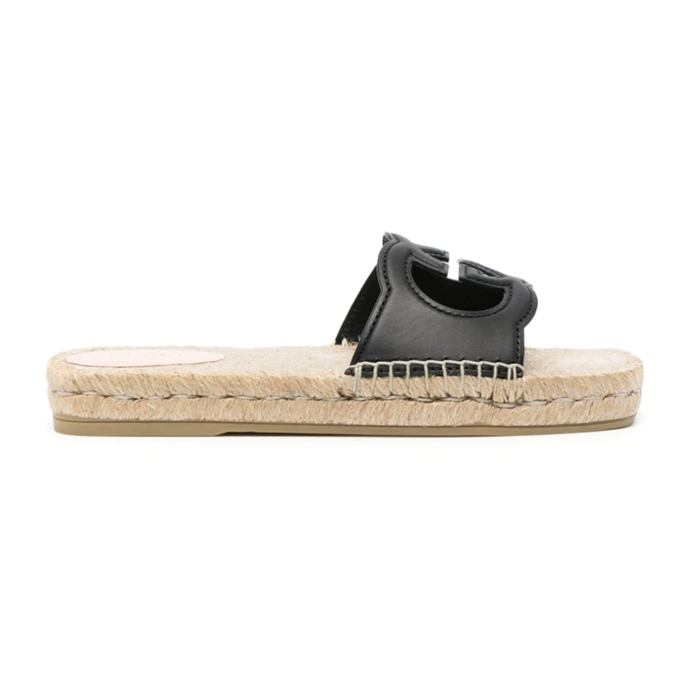 Gucci Leren Logo Slides Black Dames