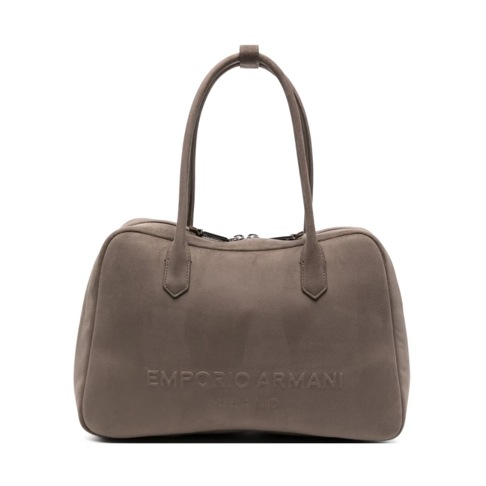 Emporio Armani Vrouw Grijs Tassen Dames, One Size, Leer, Leren Schoudertas