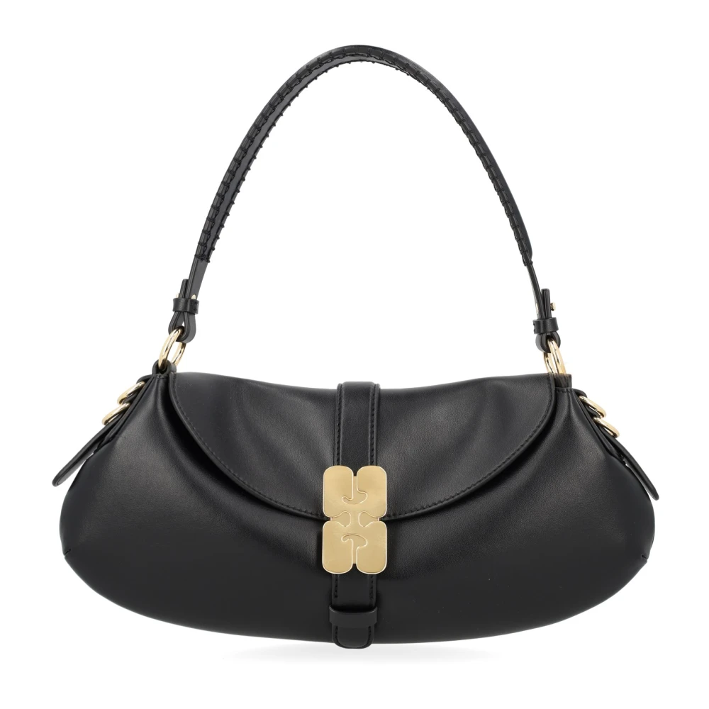 Ganni , Shoulder Bags, Female, Black, One Size, Kat Baguette