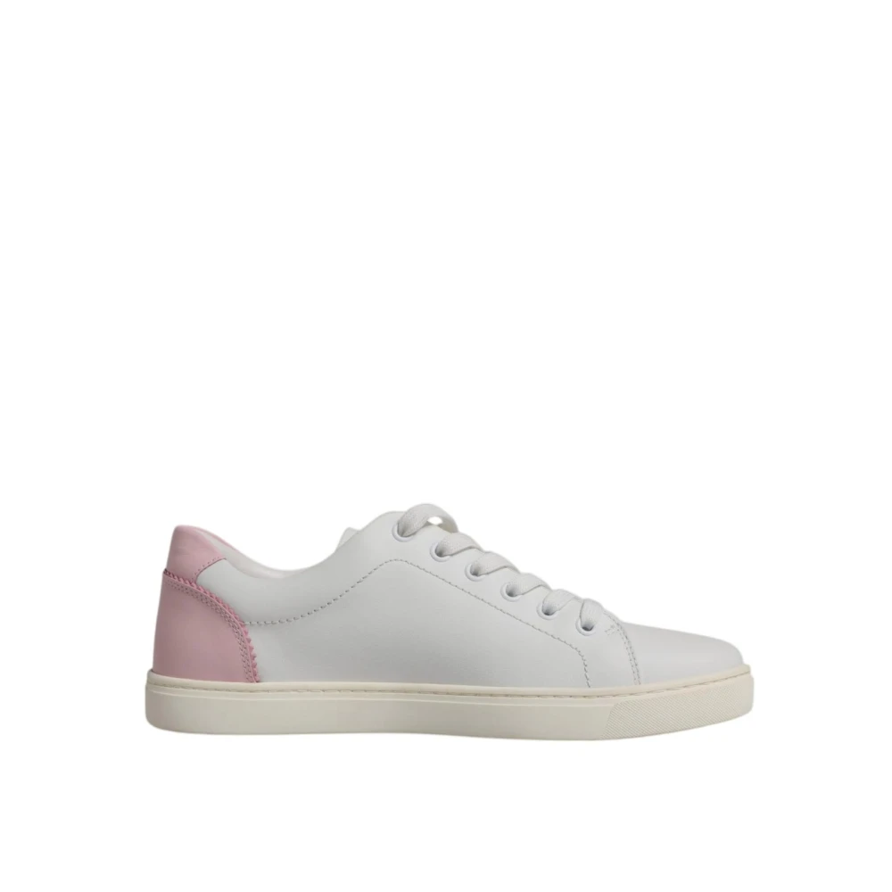 Dolce & Gabbana Donna Bianco - Sneakers Basse In Pelle Rosa - Shoes - 37 Eu