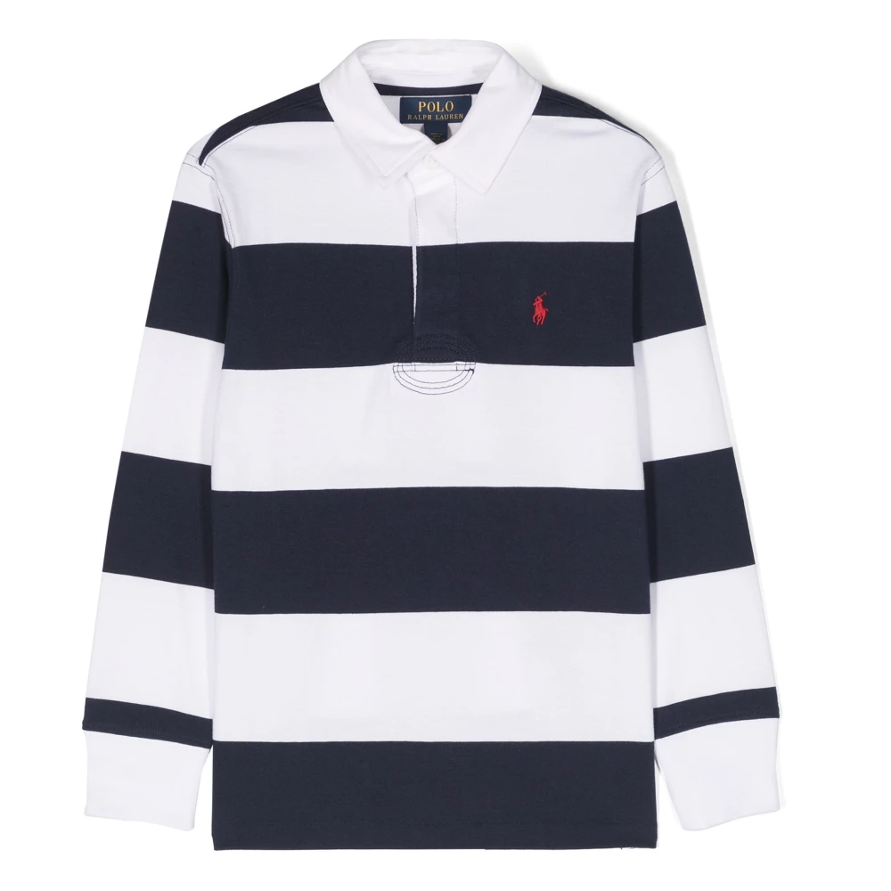 Polo Ralph Lauren Vit/Marin Rugby Stil Skjorta Multicolor, Unisex