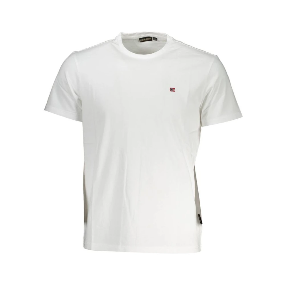 Napapijri Men's White T-Shirts, M, Elegant Tee With Embroidery