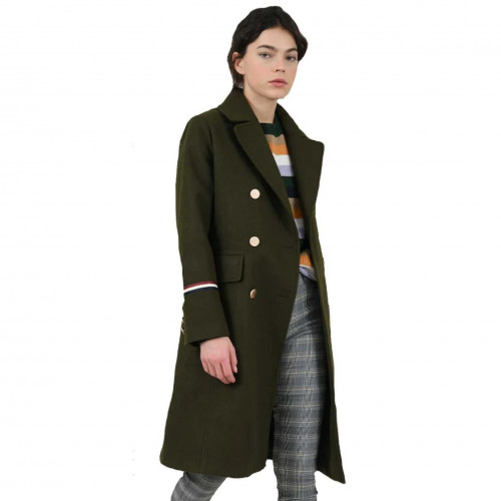 Molly Bracken Khaki Jas met Gouden Knopen Green Dames