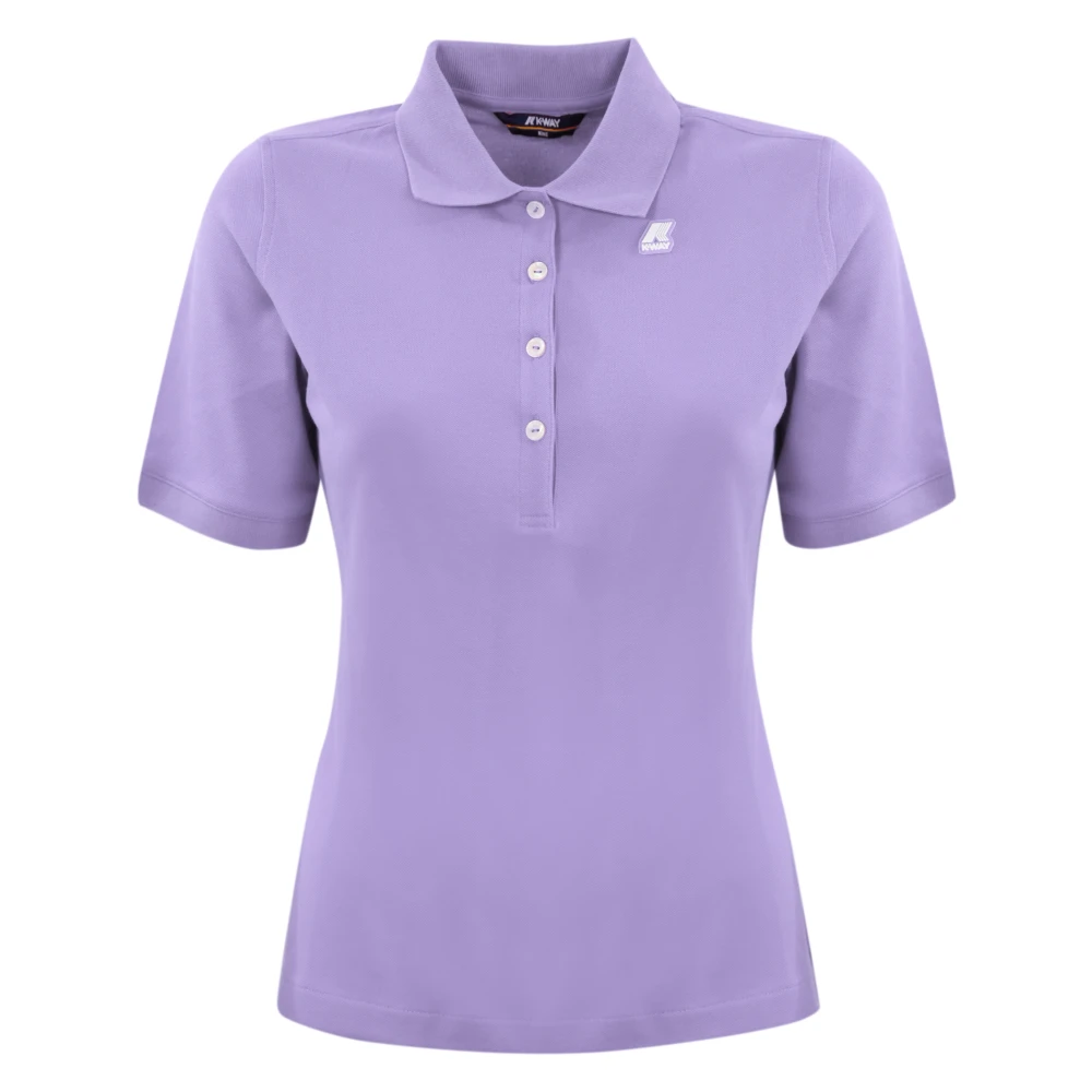 K-way Katoenen Poloshirt Korte Mouw Logo Purple Dames