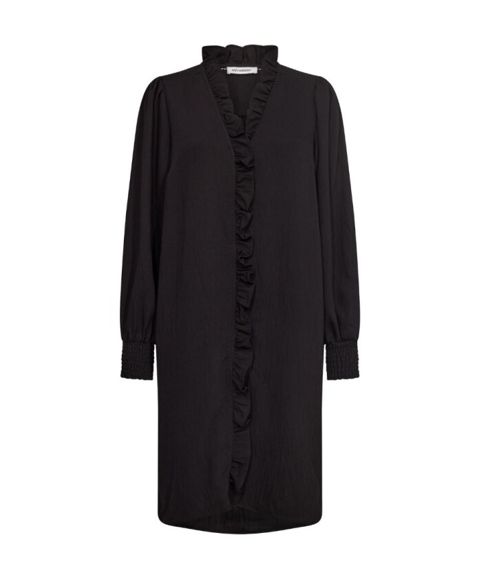 robe-chemise-noire-a-volants