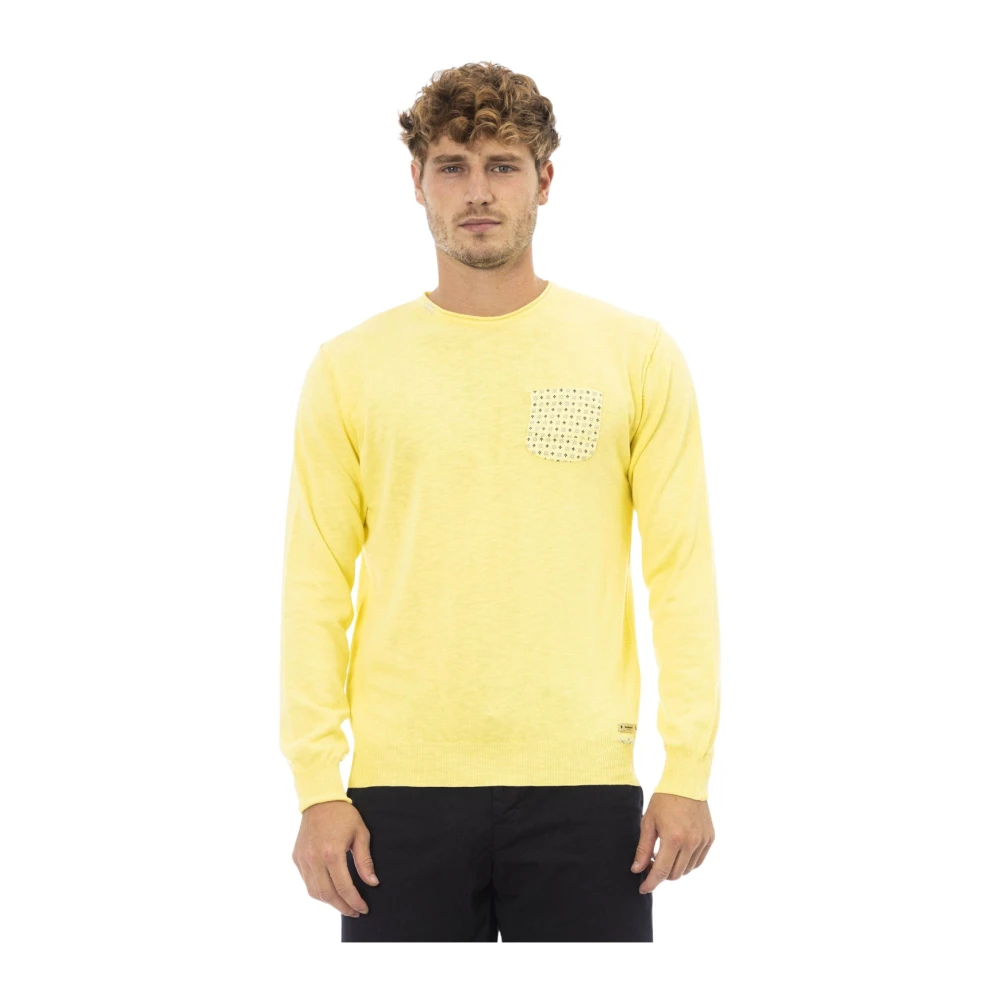 Baldinini Trendy Trui met Lange Mouwen en Voorzak Yellow Heren