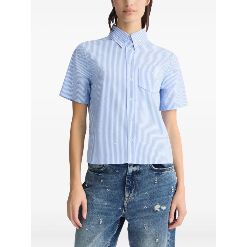 Liu Jo Heldere Blauwe Strass Versierde Shirt Blue Dames