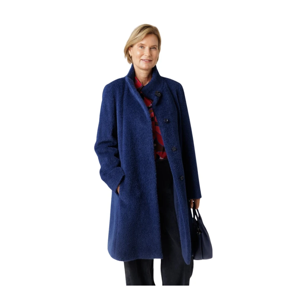 Cinzia Rocca Elegante Wol Alpaca Jas Blue Dames