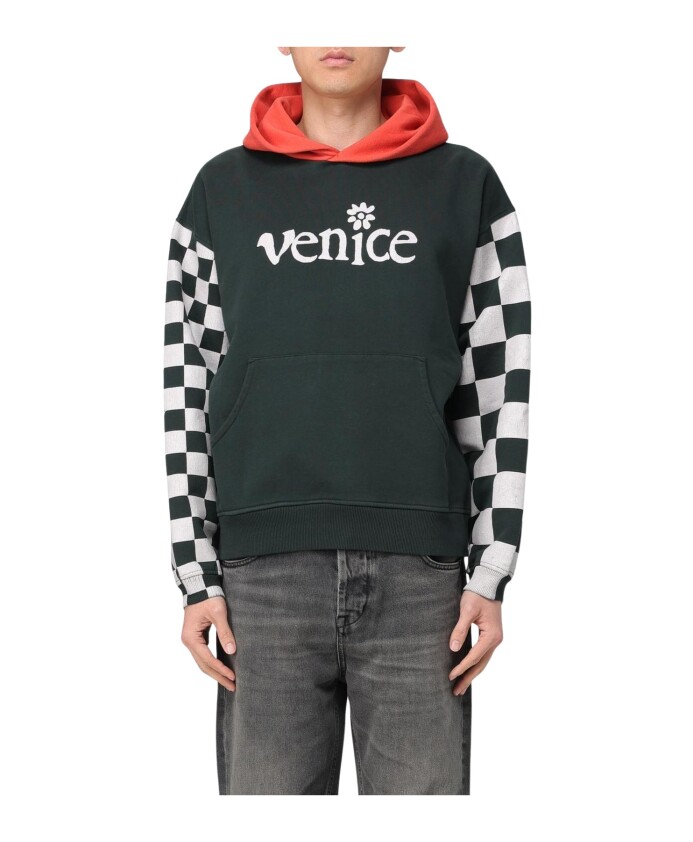 sweat-a-capuche-damier-noir
