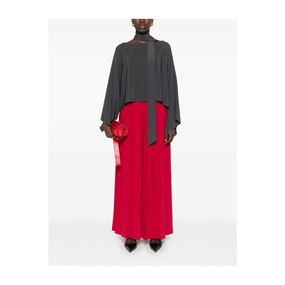 Twinset Rode Wijde Pijp Broek met Plooien Red Dames
