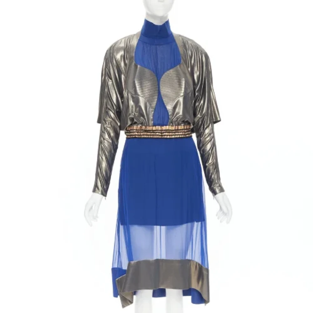 Balenciaga Vintage Pre-owned Silk dresses Blue Dames