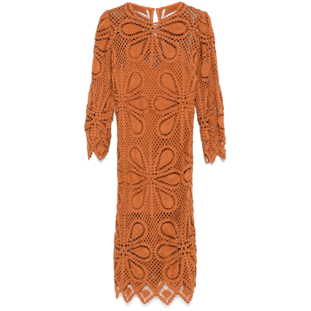 BA&SH Terracotta Bruine Jurk met Lange Mouwen Brown Dames