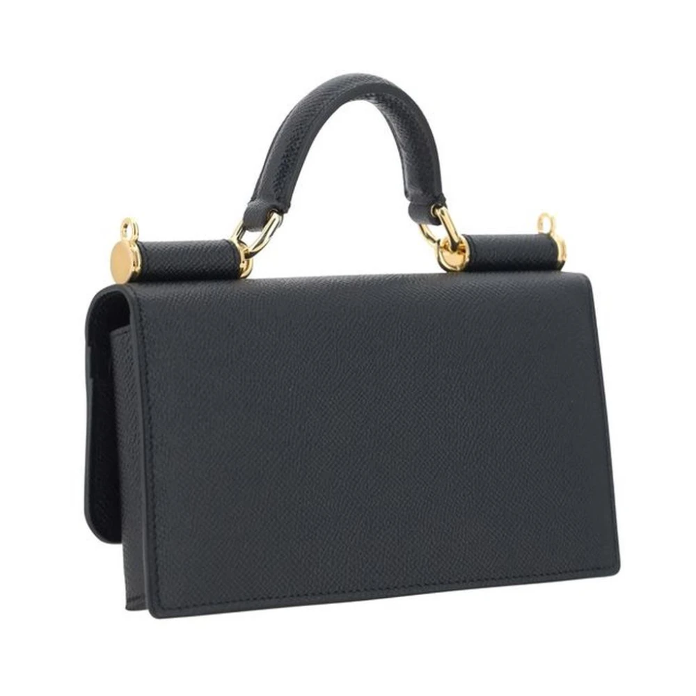 Dolce & Gabbana Micro Kalfsleren Schoudertas met Ketting Black Dames