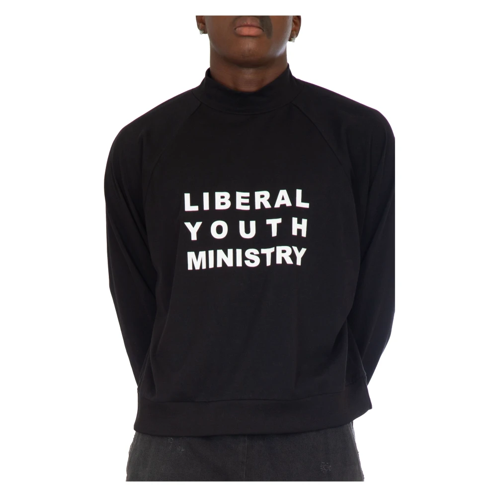 Liberal Youth Ministry Logo Print Turtleneck Sweatshirt Black Heren