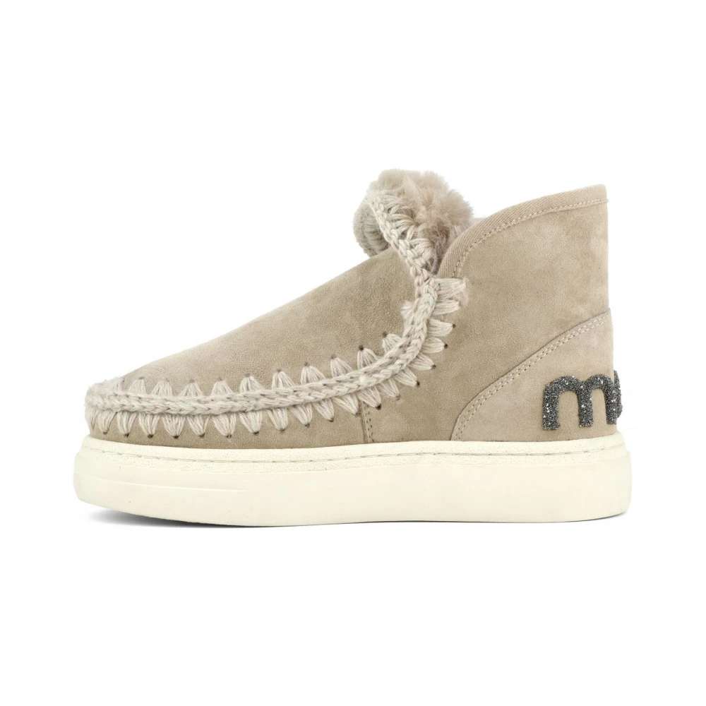 Mou Beige Eskimo Sneaker met Glitter Logo Beige Dames