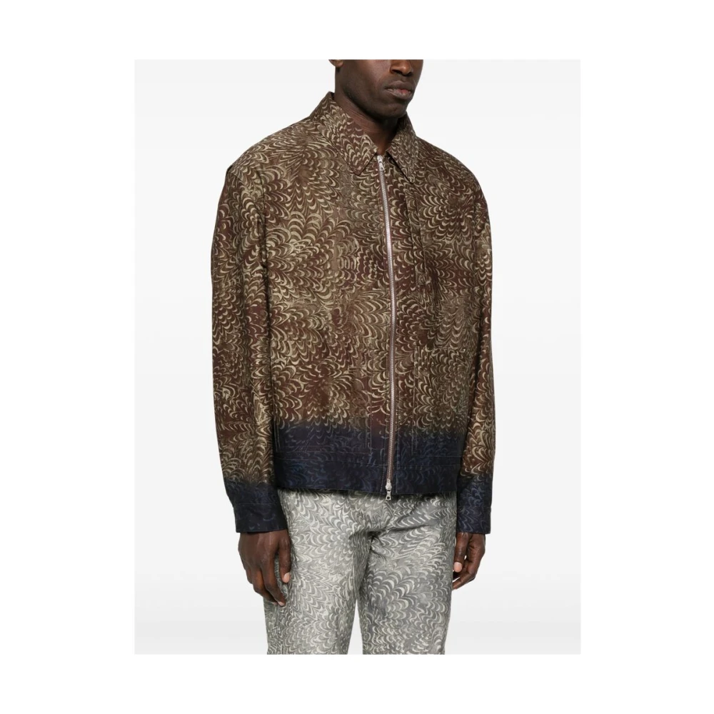 Dries Van Noten Chocoladebruine rits-voorzijde buitenkleding Brown Heren