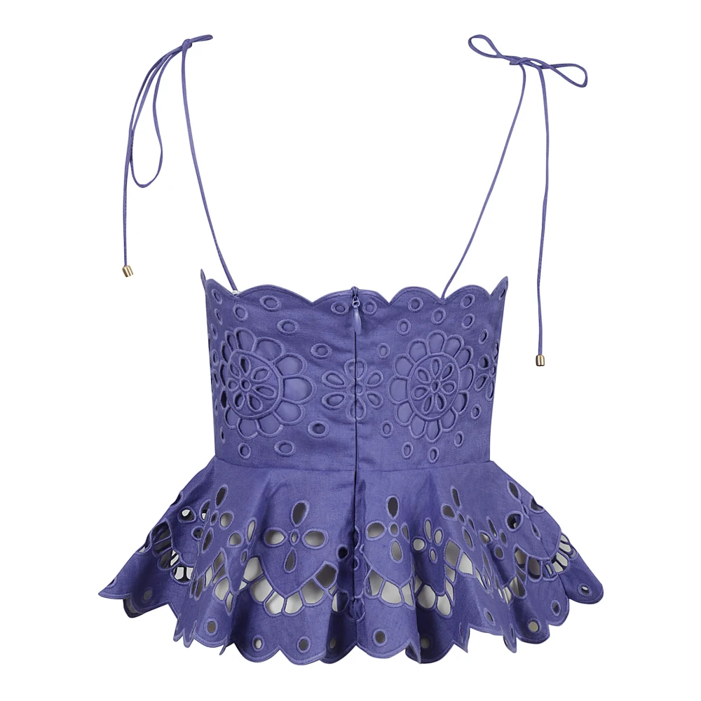Zimmermann Geborduurde Scallop Top Blue Dames