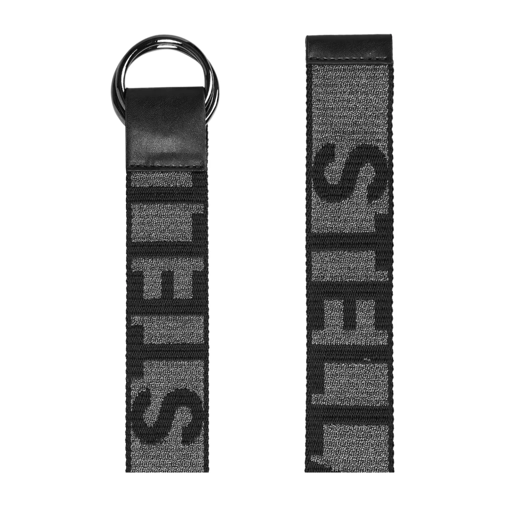 Stella Mccartney Logo Lurex Tape Riem Donkergrijs Zwart Gray Dames