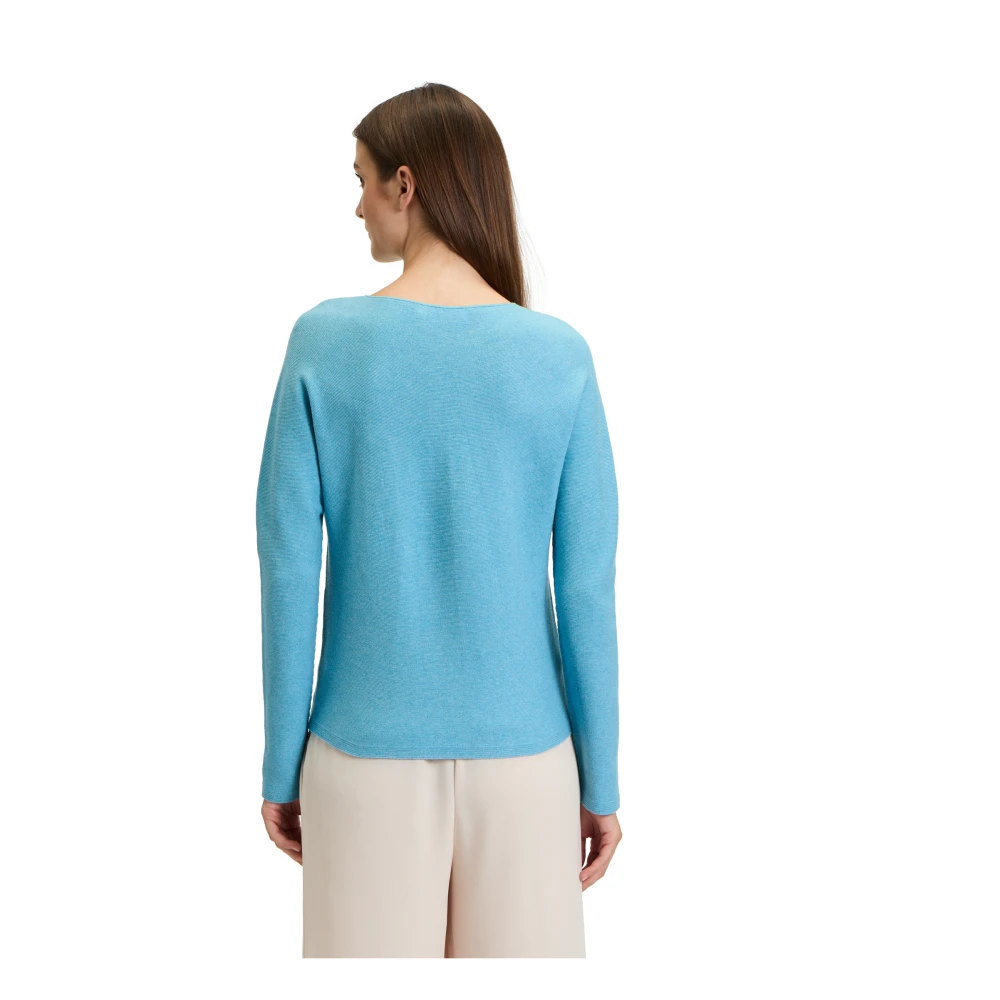 Betty & Co Gebreide trui met breidetails Blue Dames