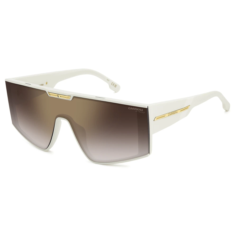 Carrera Women's White Sunglasses, One Size, Gold Mirrored Sunglasses Ivory Brown Shaded