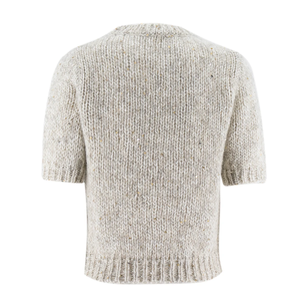 PESERICO Paillet Crew Neck Sweater Gray Dames