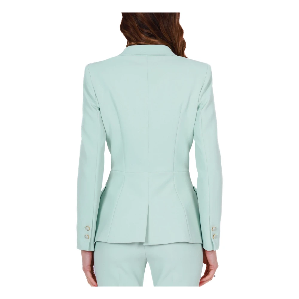 Elisabetta Franchi Groene Double-Breasted Blazer in Crêpe Green Dames