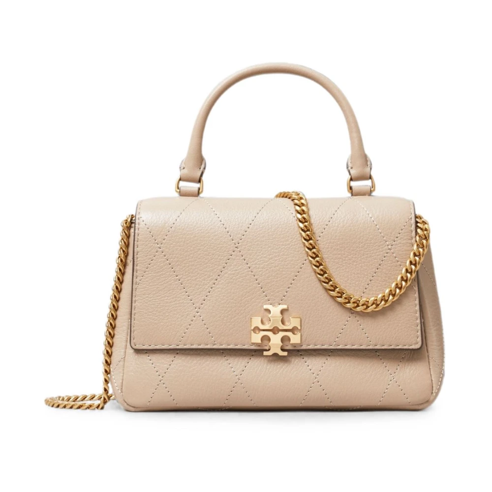 Tory Burch Mini Charlie Quilted Top-Handle Crossbody - Female - Handbags - Beige - One Size - Bags