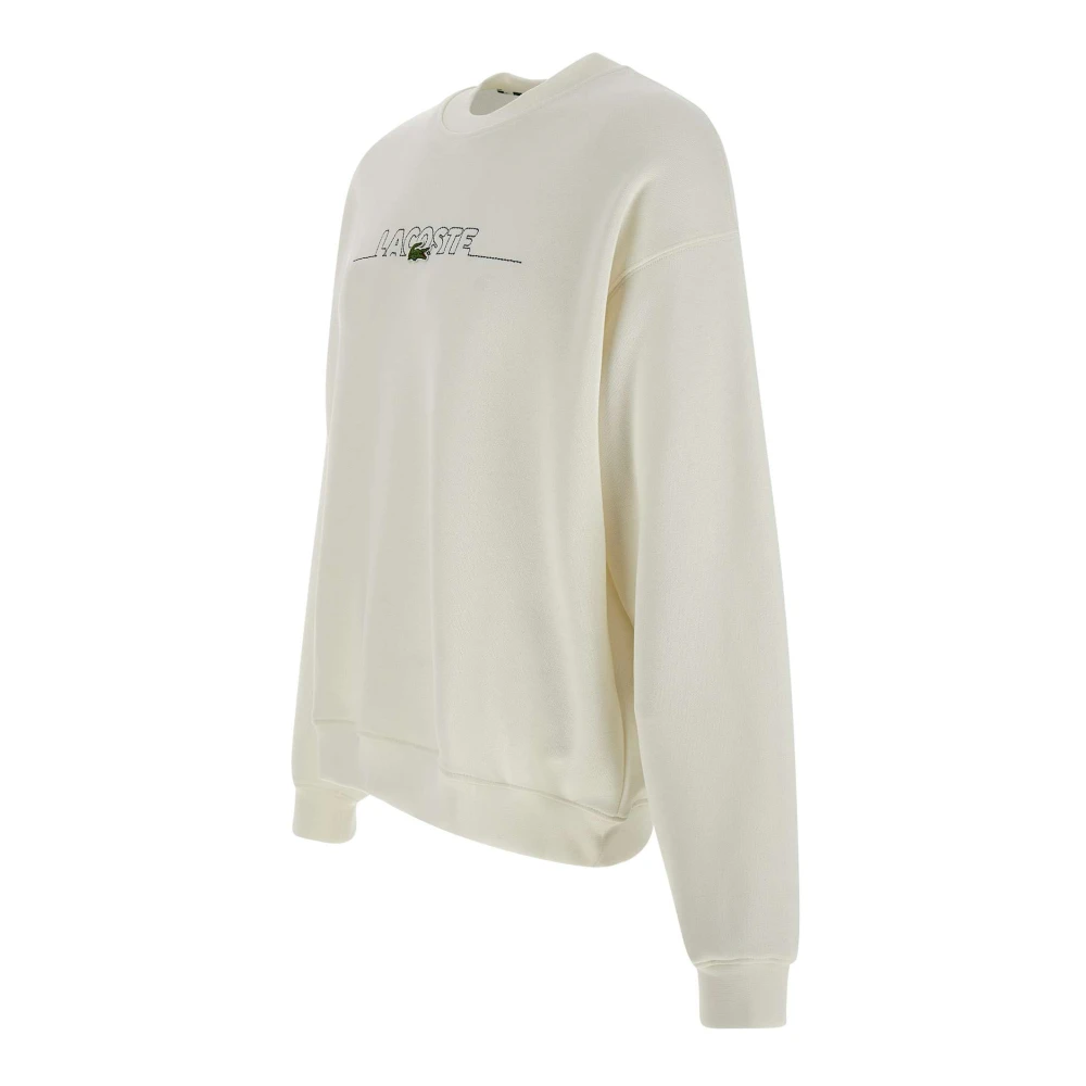 Lacoste Witte Katoenen Sweatshirt met Logo Borduurwerk White Heren