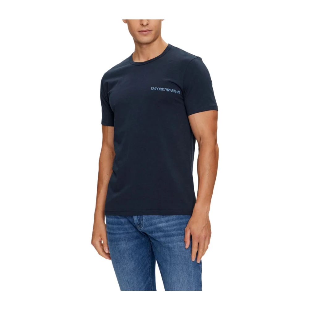 Emporio Armani 2-Pack Stretch Katoenen T-shirts Blauw Multicolor Heren