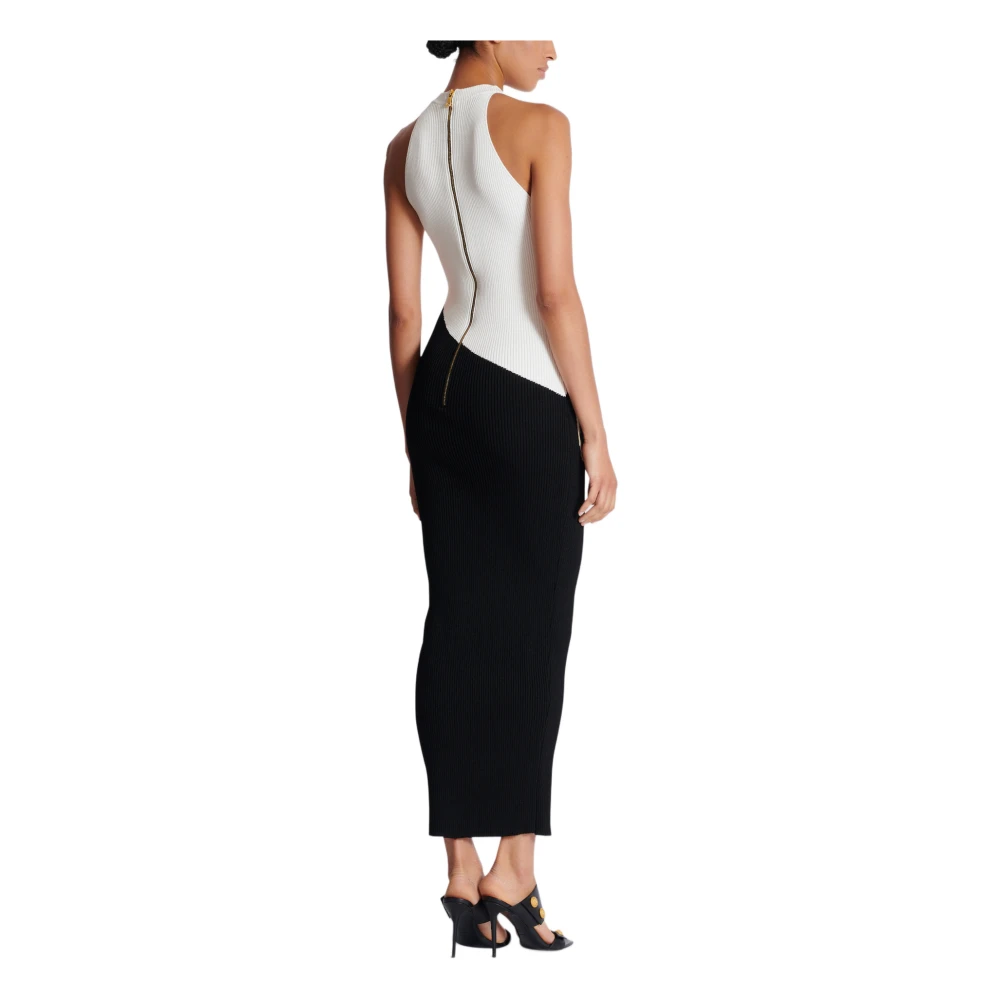 Balmain Lange 'Love Letter' jacquard gebreide jurk Black Dames