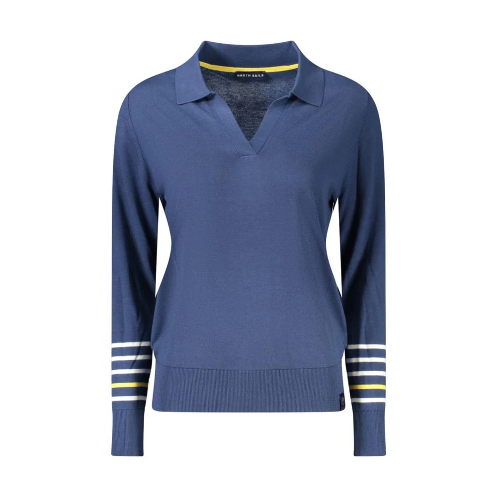 North Sails Women's Blue V-Neck Knitwear, Xs, V-Neck Jumper With Contrasting Details
