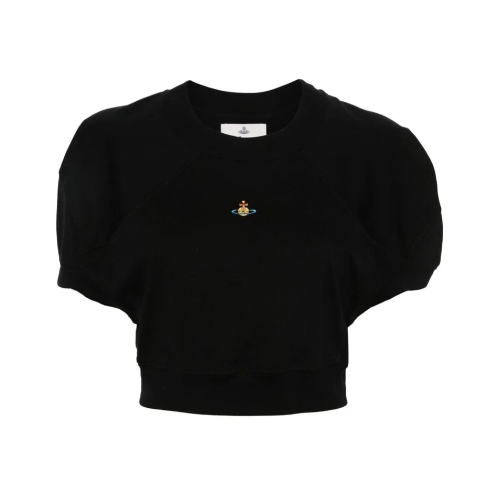 Vivienne Westwood Svart Bomull Crew Neck T-shirt med Signatur Orb Logo Black, Dam