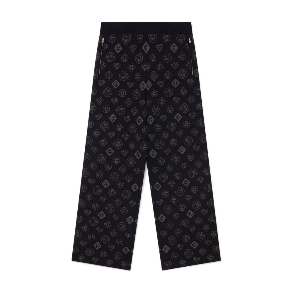 Casablanca Men's Black Monogram Jacquard Trousers - Wide Trousers - M - Trousers