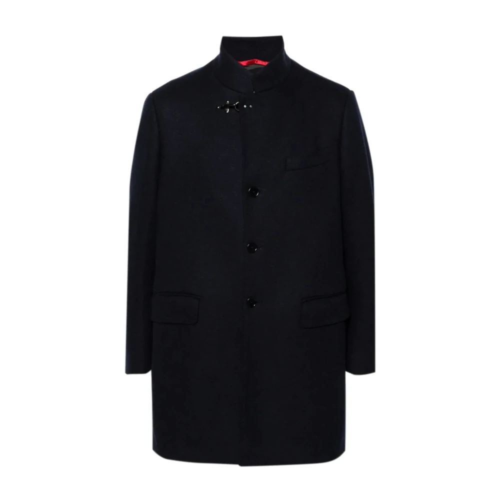 Fay Blue Single-Breasted Coats, Male, Xl, Single-Breasted Coat