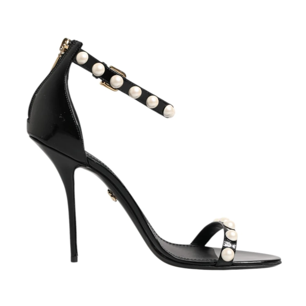 Dolce & Gabbana Women's Black Pearl Ankle Strap Sandals