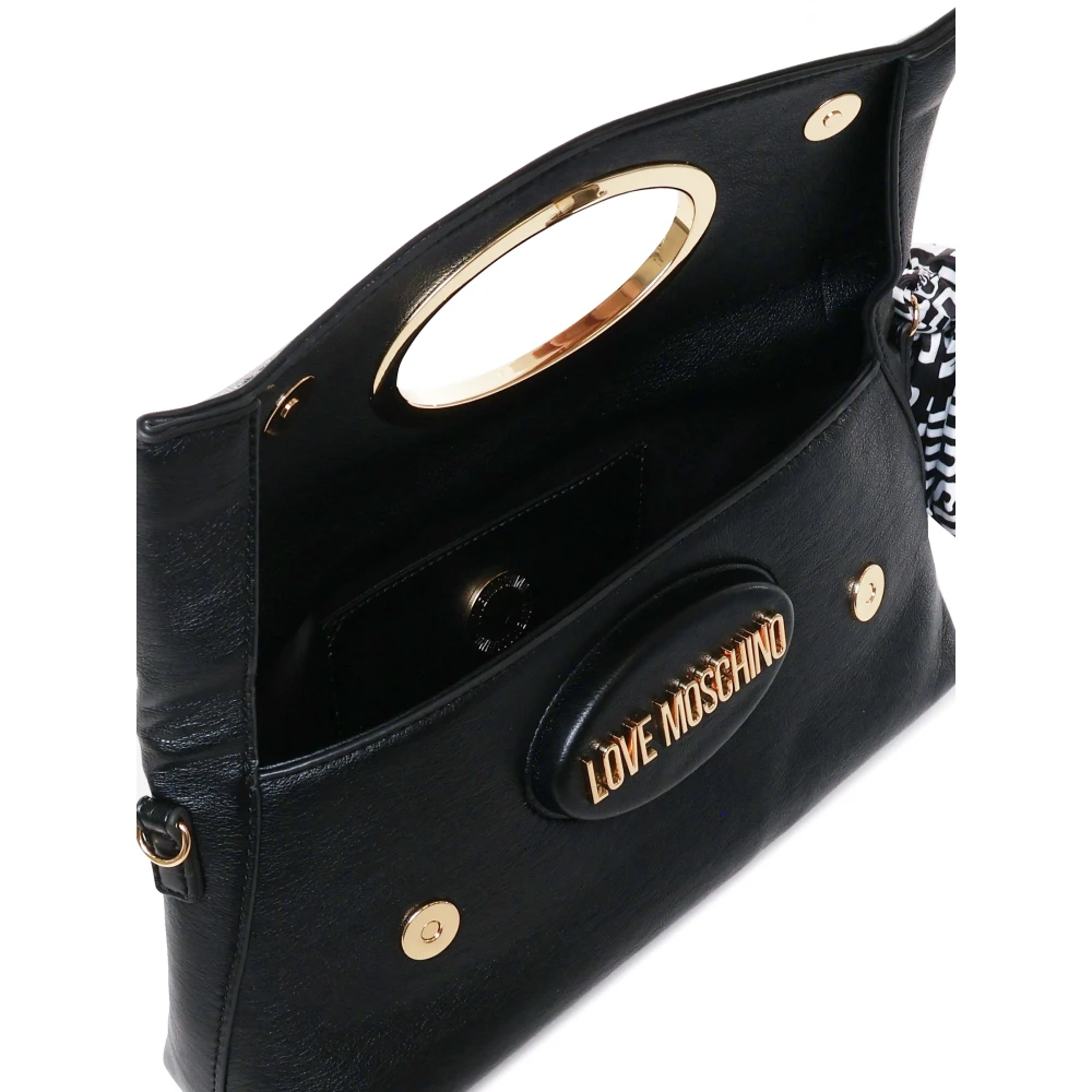 Love Moschino Zwarte Schoudertas met Decoratieve Sjaal Black Dames