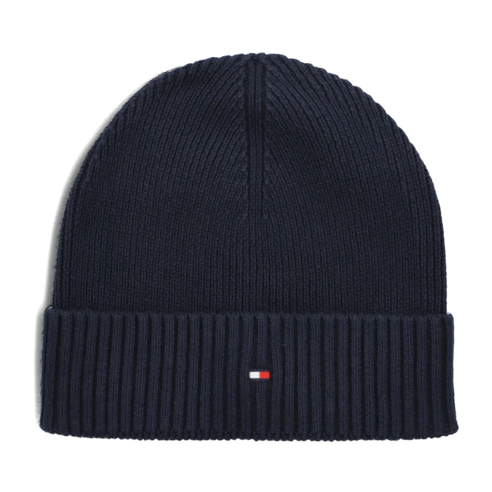 Tommy Hilfiger Blauwe Pima Katoen Vlag Beanie Blue Heren