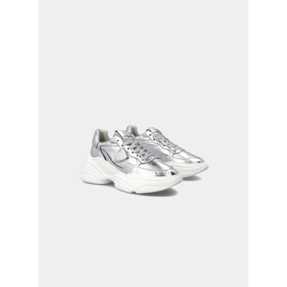 Philippe Model Silver Rivoli Läder Sneakers - Futuristisk Stil Gray, Herr