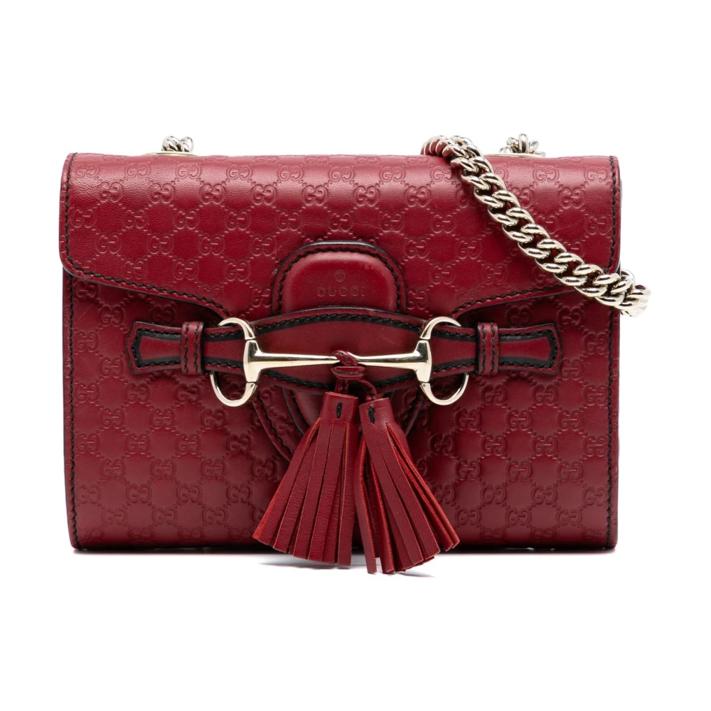 Gucci Vintage Women's Red Vintage Cross Body Bags, One Size, Pre-Owned Leather Chain Bag