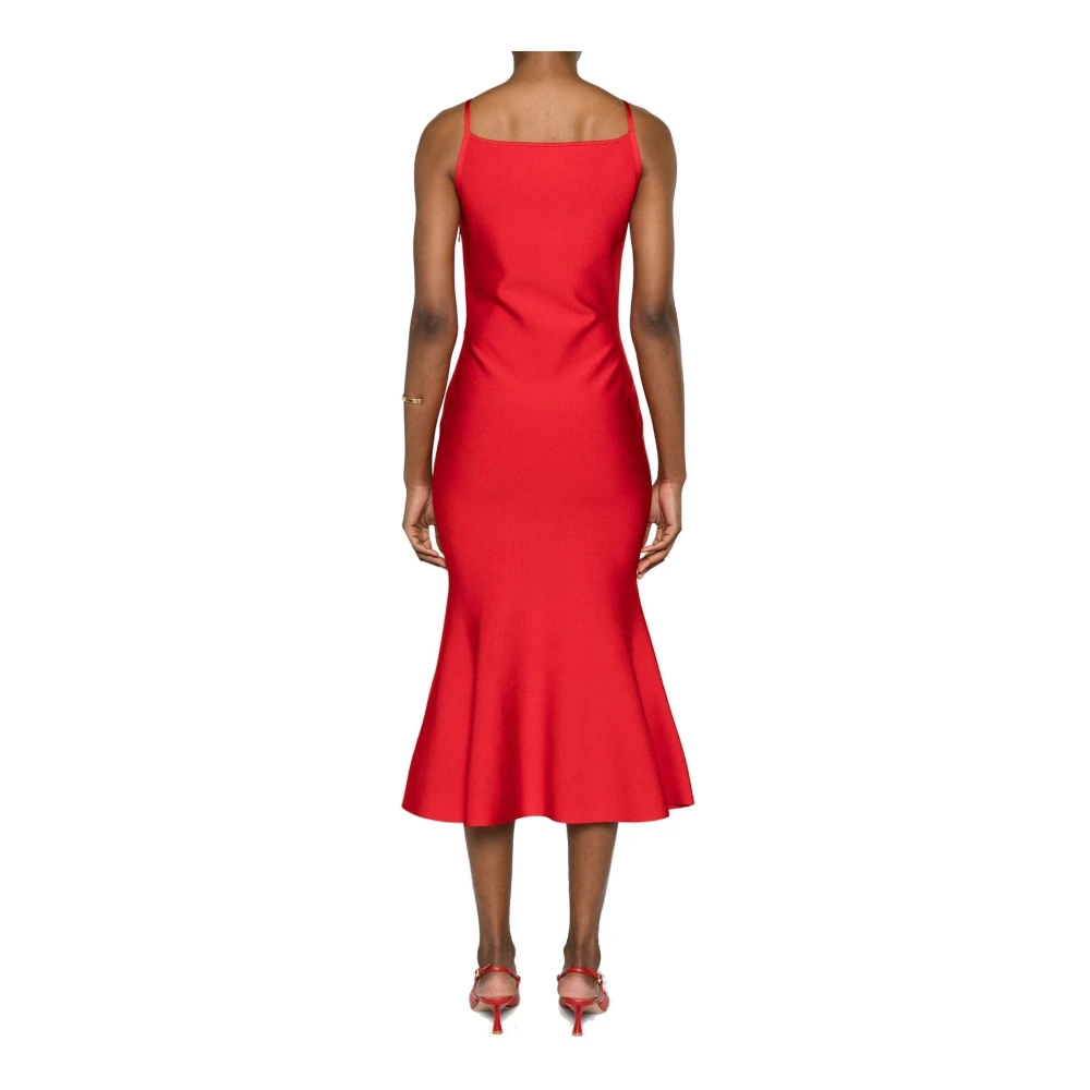 alexander mcqueen Wijdvallende Gebreide Jurk met Zijrits Red Dames