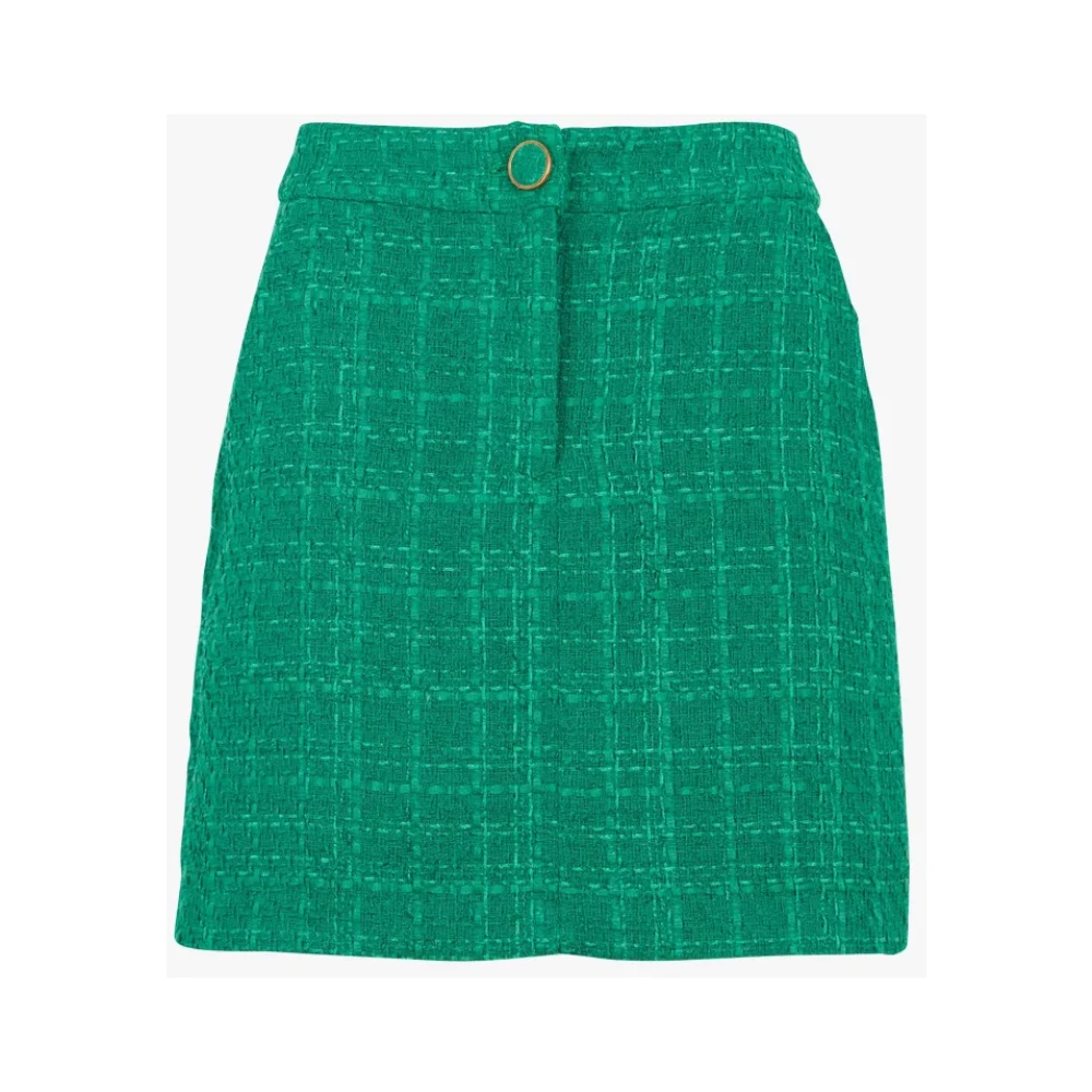 Suncoo Groene Tweed Rok met Hoge Taille Green Dames
