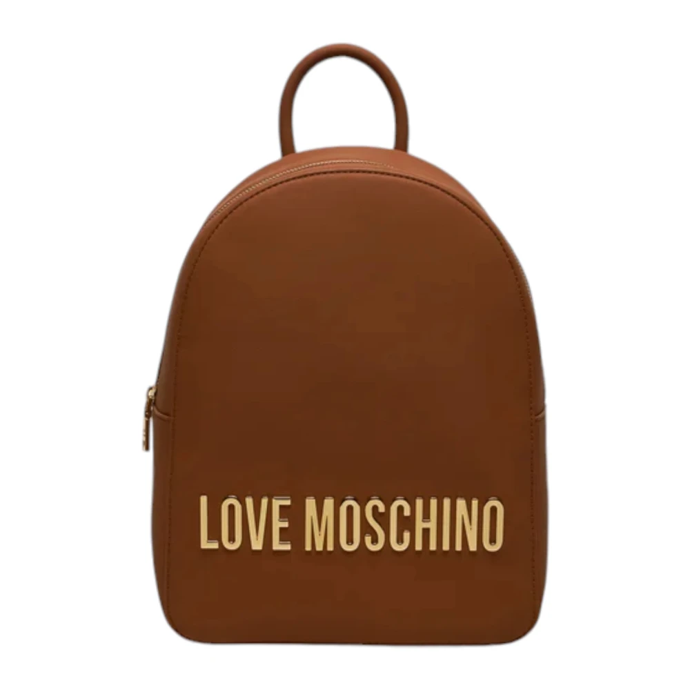Love Moschino Women's Brown Logo-Lettering Zipped Backpack