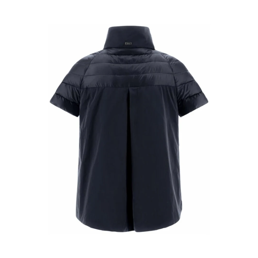 Herno Lichtgewicht Taffeta Cape met Veerbeslag Blue Dames